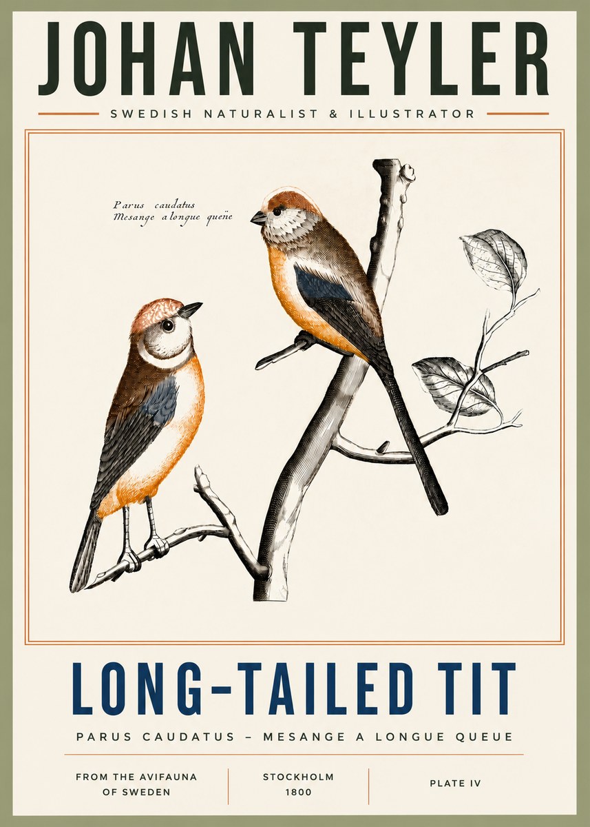 Johan Teyler Long-tailed Tit No4 - Plakat