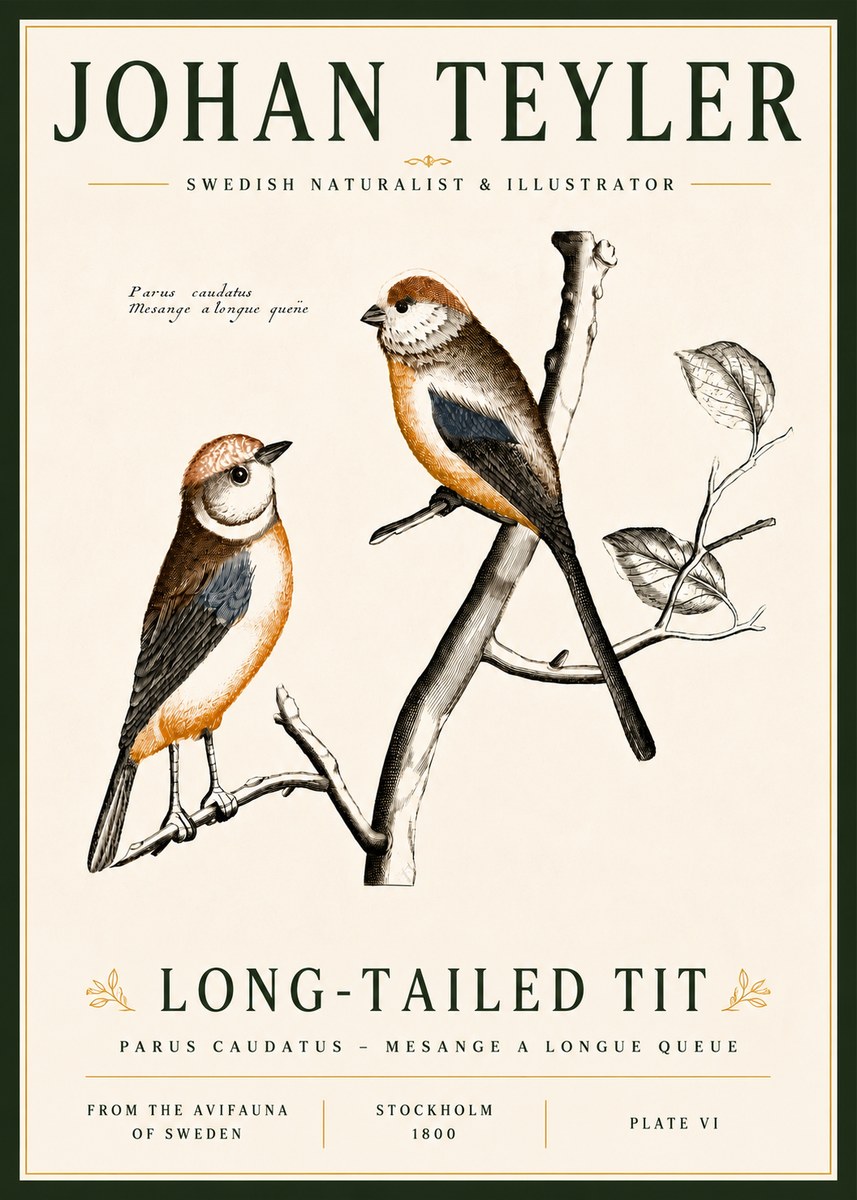 Johan Teyler Long-tailed Tit No6 - Plakat