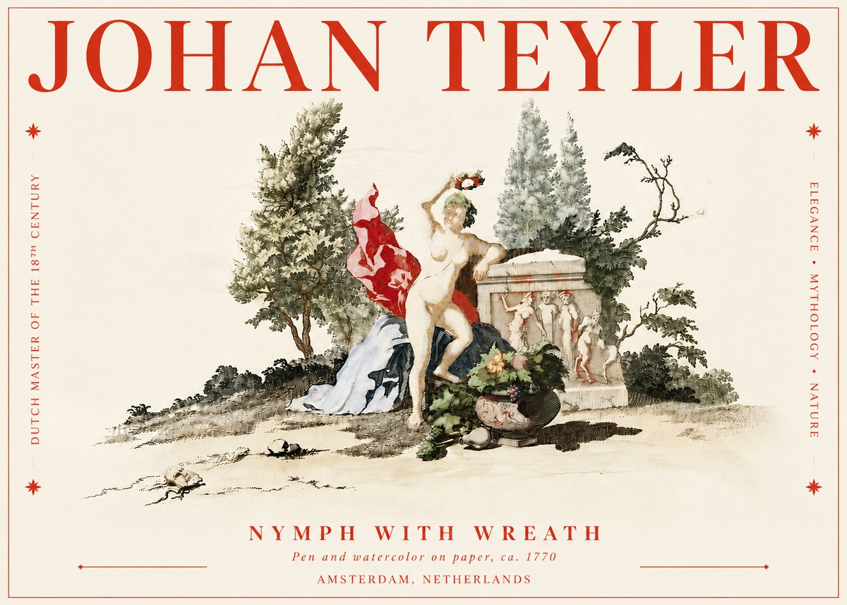 Johan Teyler Nymph with Wreath No4 - Plakat