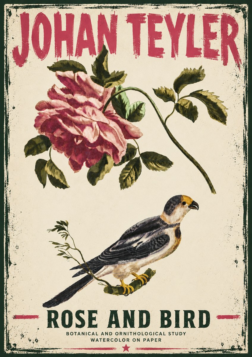 Johan Teyler Rose and Bird I No6 - Plakat