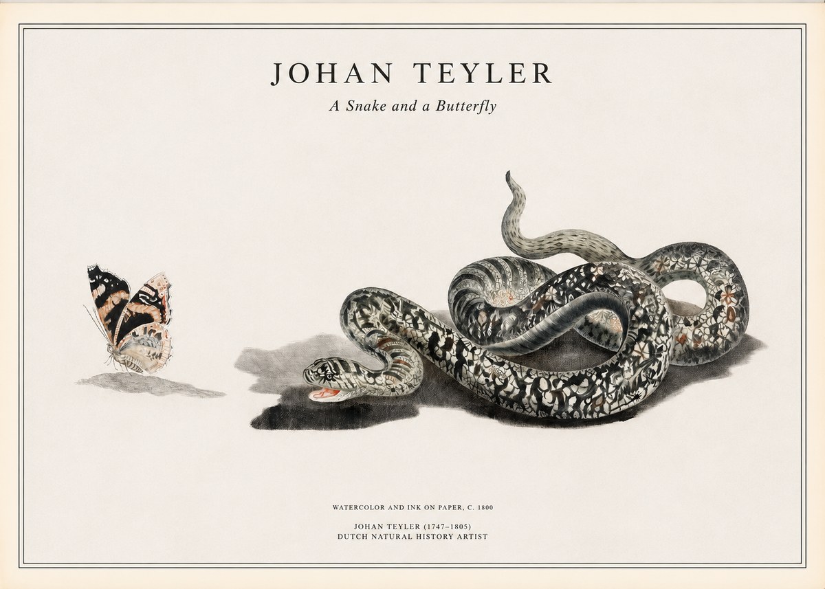 Johan Teyler Snake and Butterfly No2 - Plakat