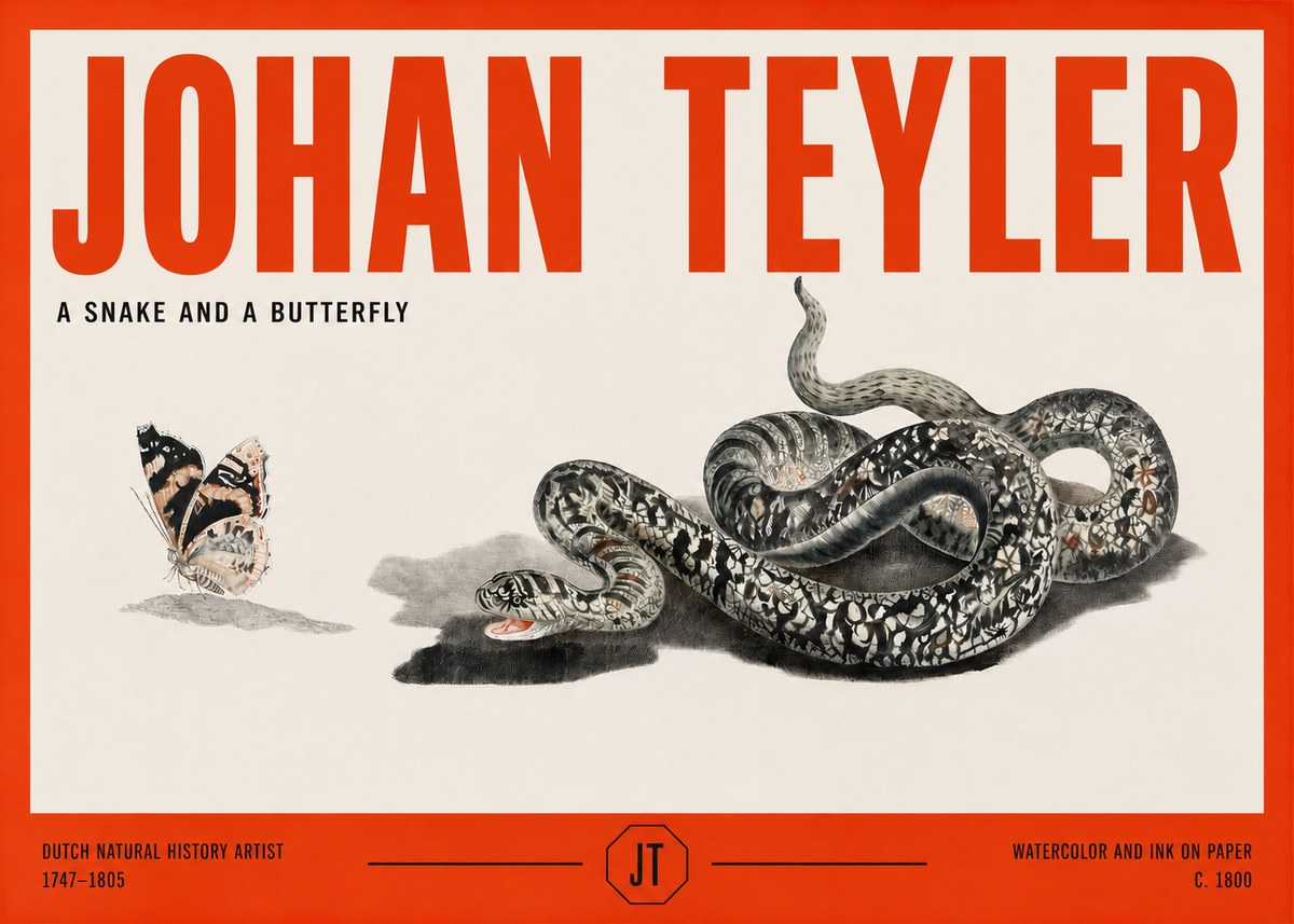 Johan Teyler Snake and Butterfly No3 - Plakat