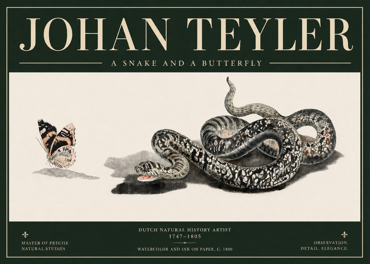 Johan Teyler Snake and Butterfly No5 - Plakat