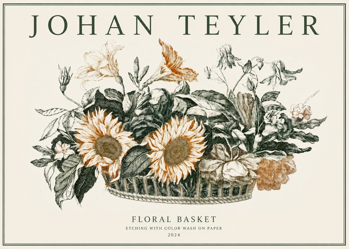 Johan Teyler Floral Basket No2 - Plakat