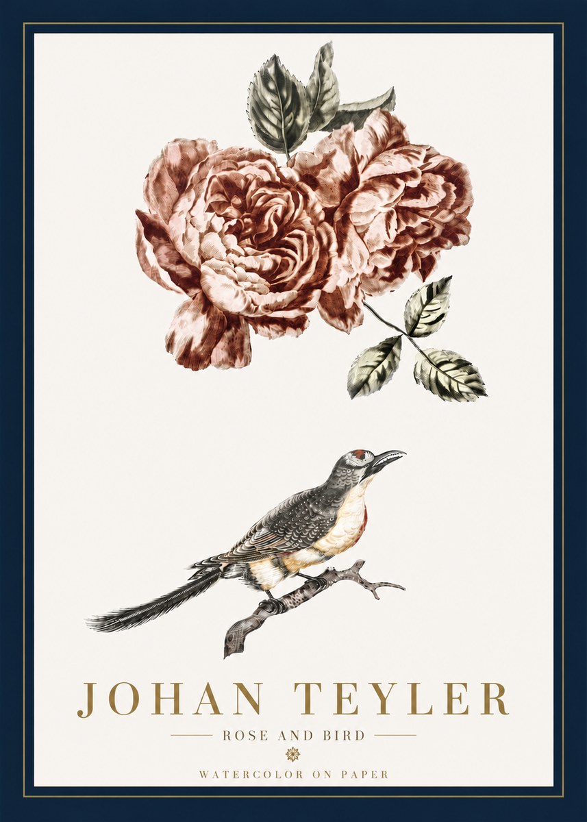 Johan Teyler Rose and Bird II No5 - Plakat