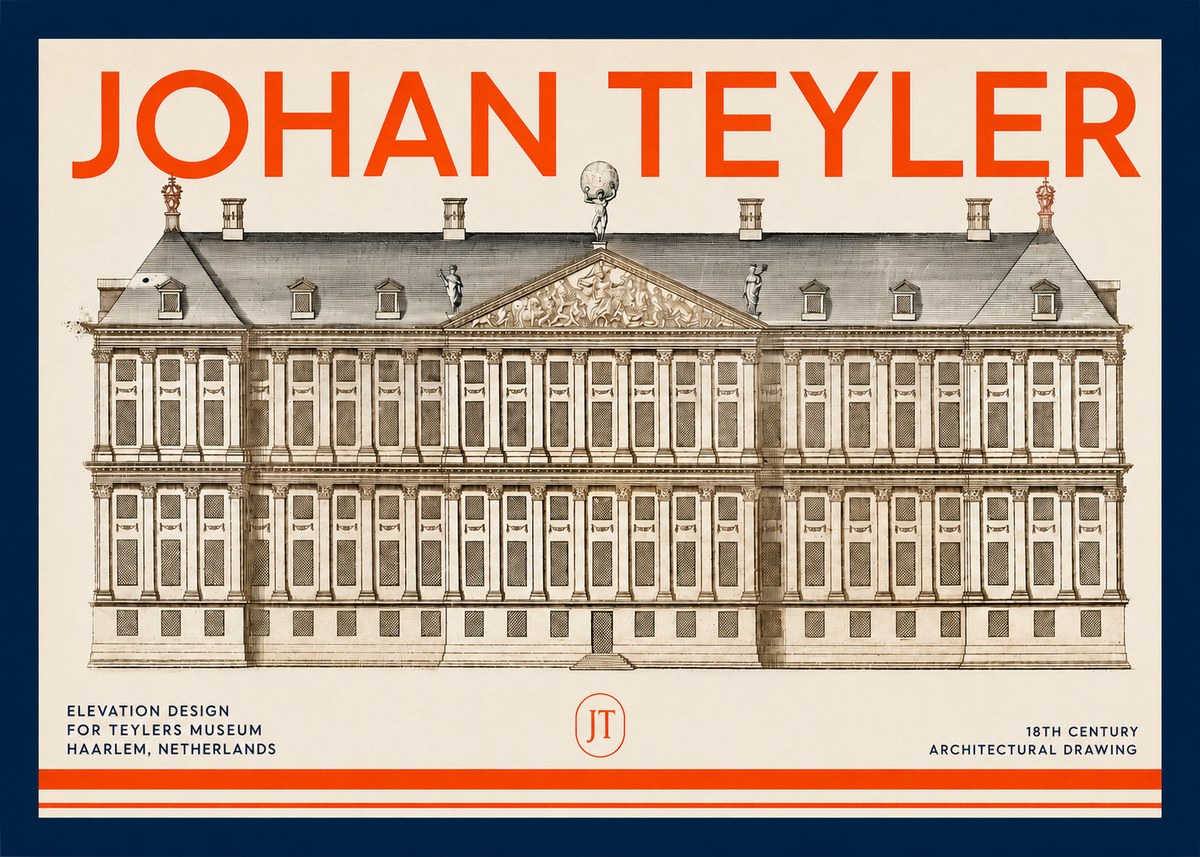 Johan Teyler Elevation Design for Teylers Museum, Haarlem No2 - Plakat