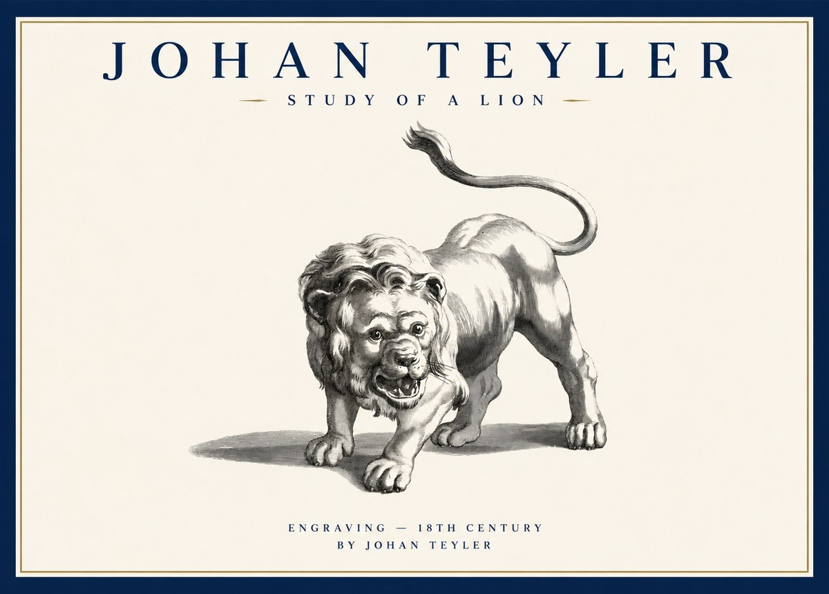 Johan Teyler Study of a Lion No1 - Plakat