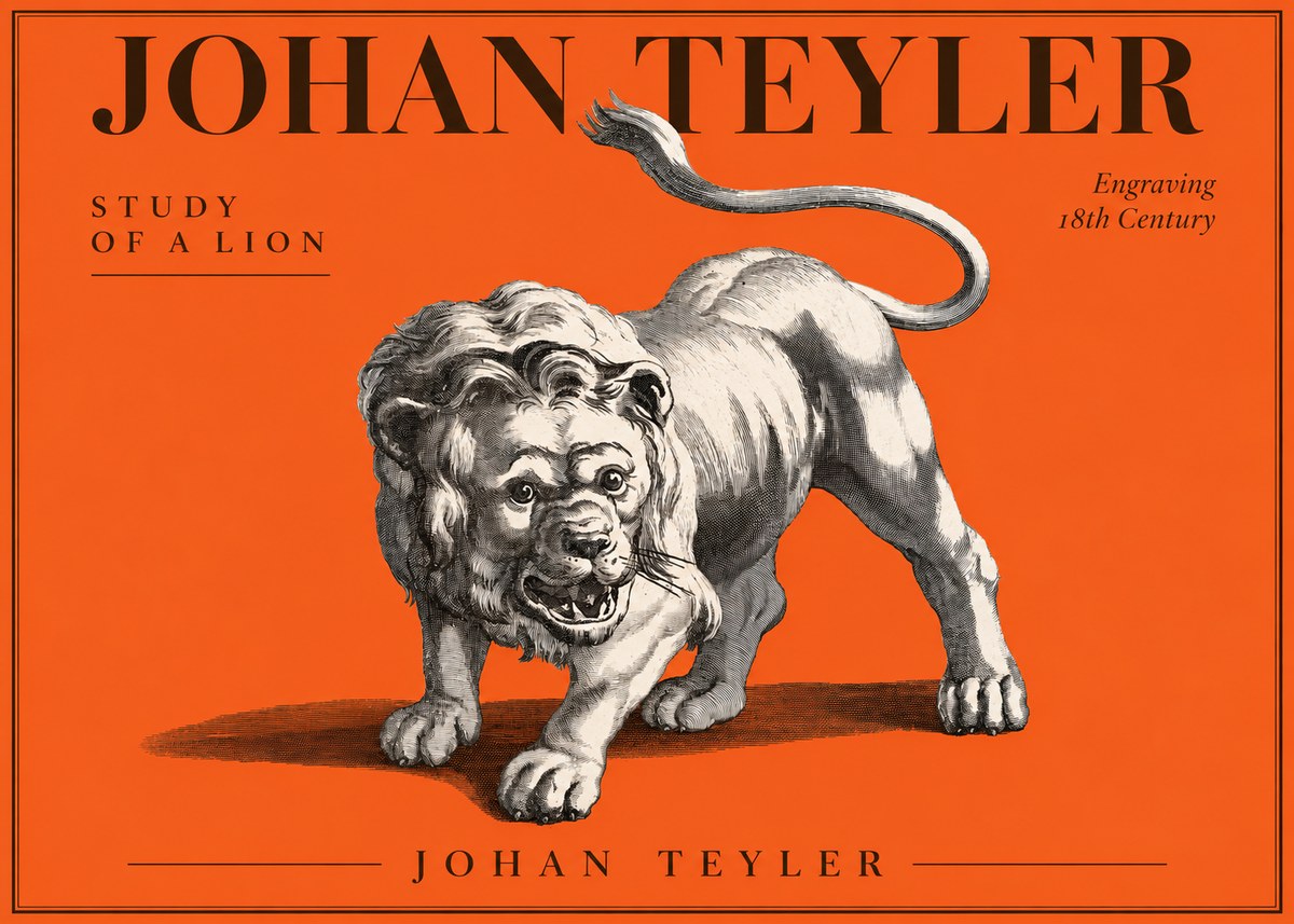 Johan Teyler Study of a Lion No3 - Plakat