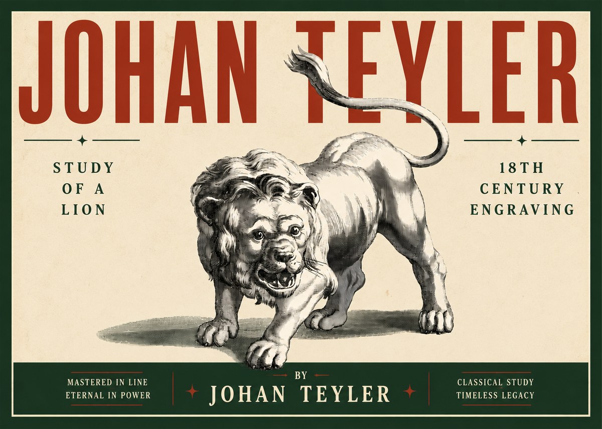 Johan Teyler Study of a Lion No5 - Plakat