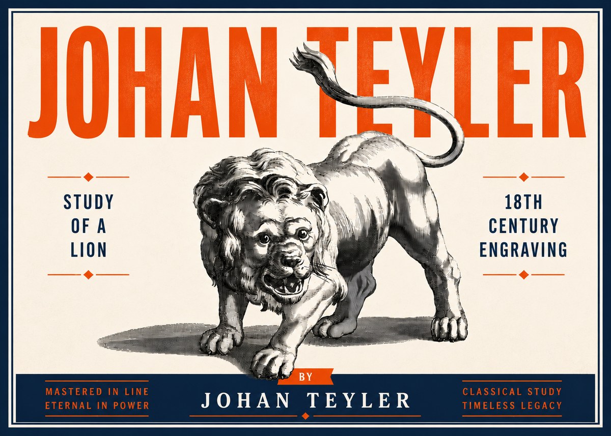 Johan Teyler Study of a Lion No6 - Plakat