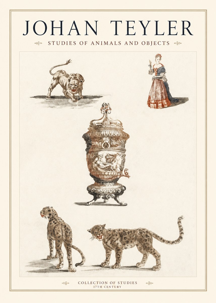 Johan Teyler Studies of Animals and Objects No1 - Plakat