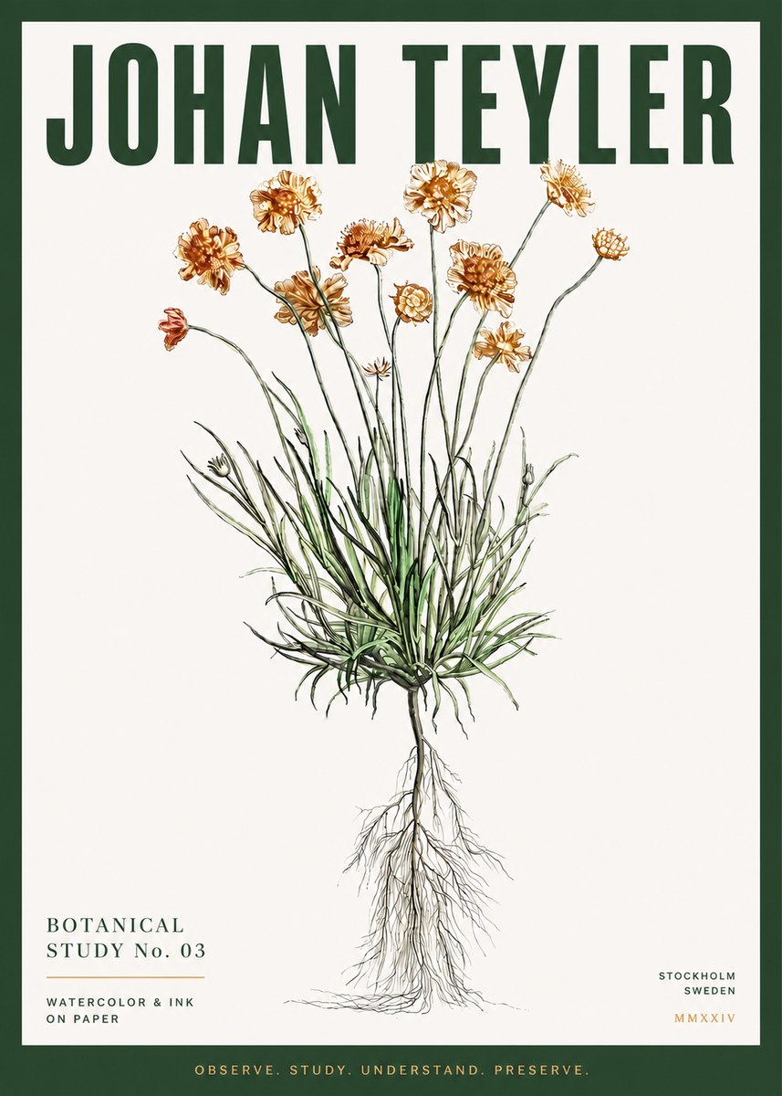 Johan Teyler Botanical Study No. 01 No3 - Plakat