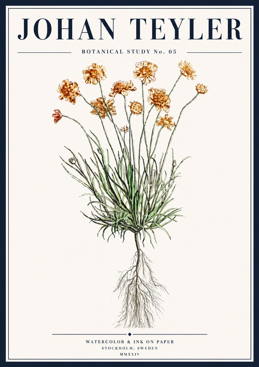 Johan Teyler Botanical Study No. 01 No5 - Plakat