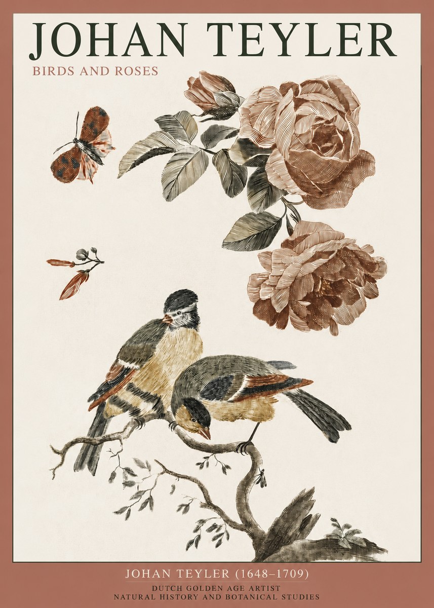 Johan Teyler Birds and Roses No2 - Plakat