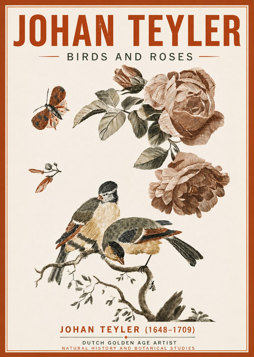 Johan Teyler Birds and Roses No5 - Plakat