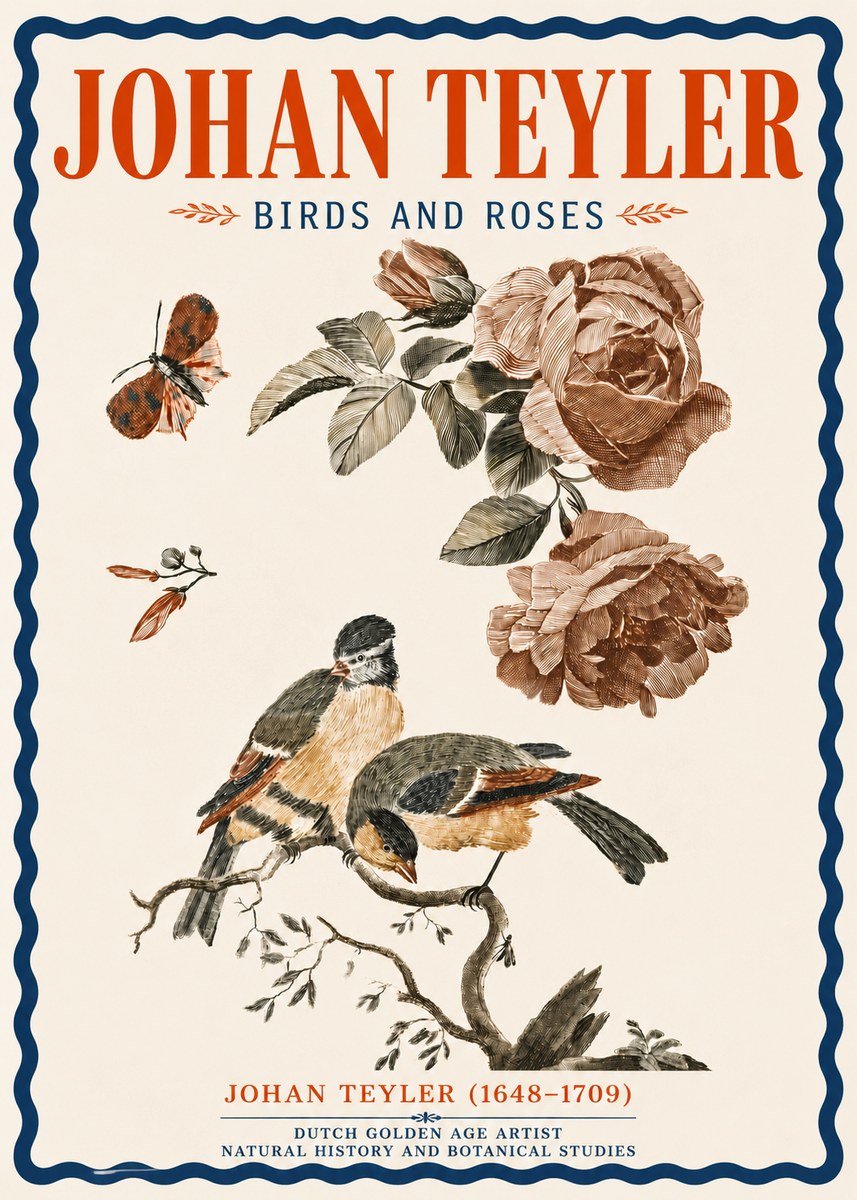 Johan Teyler Birds and Roses No6 - Plakat