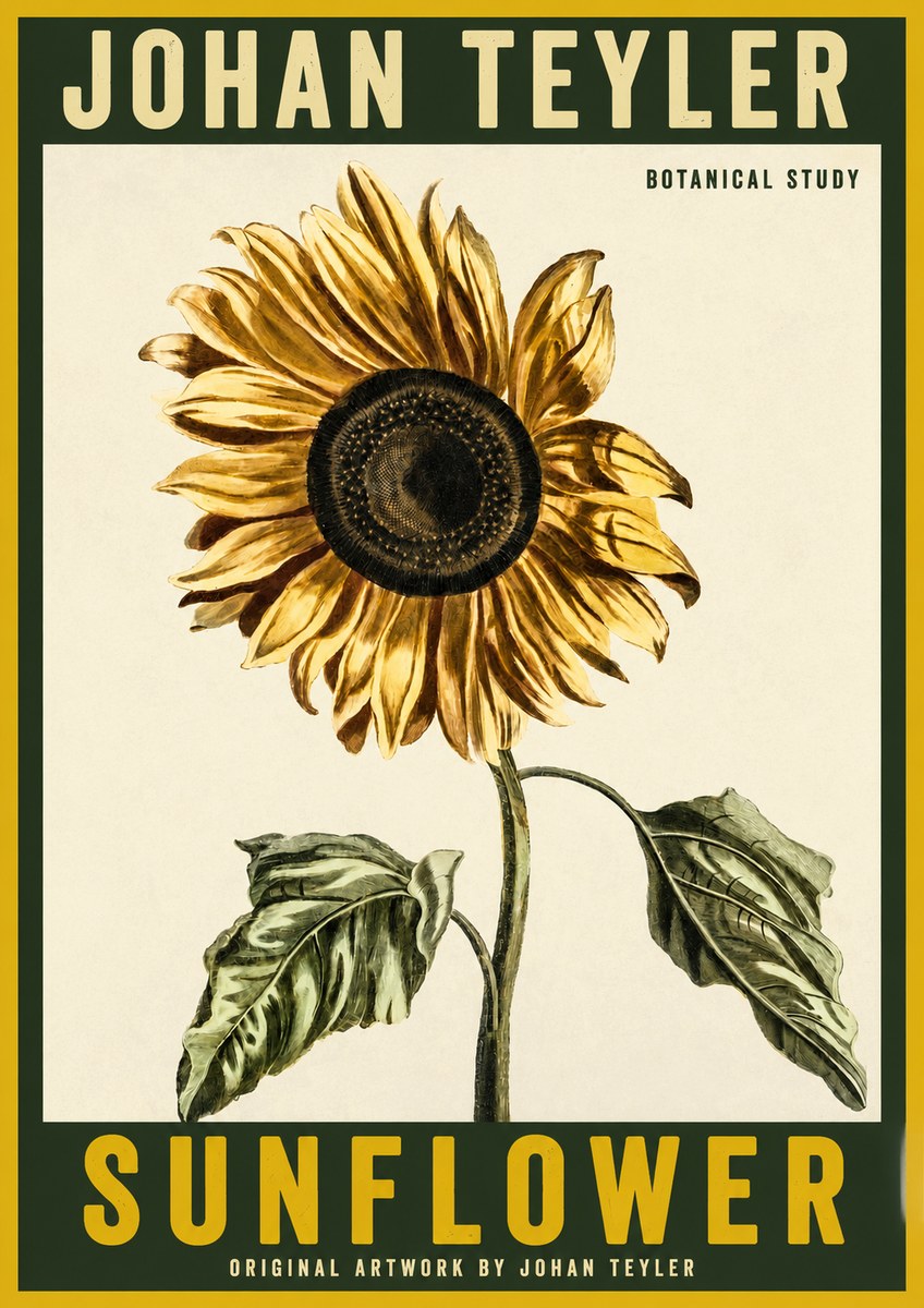 Johan Teyler Sunflower - Botanical Study No2 - Plakat