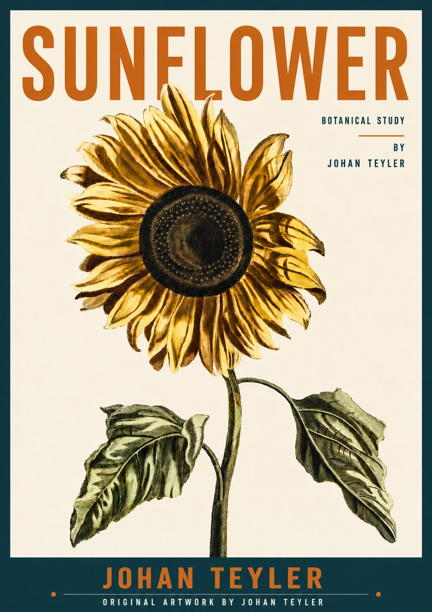 Johan Teyler Sunflower - Botanical Study No5 - Plakat