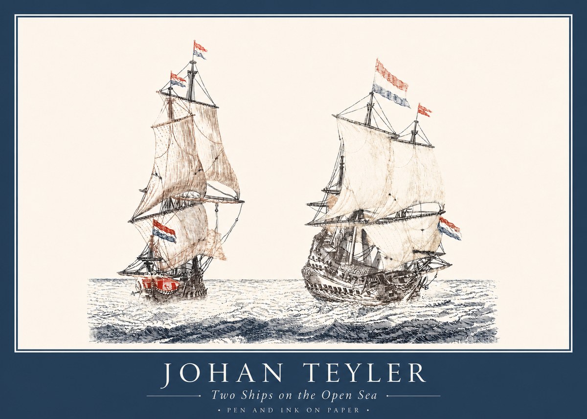 Johan Teyler Two Ships on the Open Sea No1 - Plakat