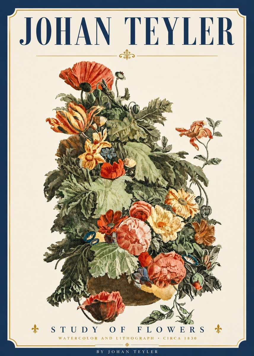 Johan Teyler Study of Flowers No6 - Plakat