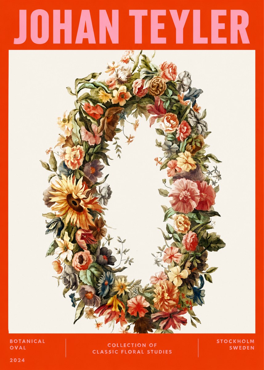 Johan Teyler Floral Oval No4 - Plakat