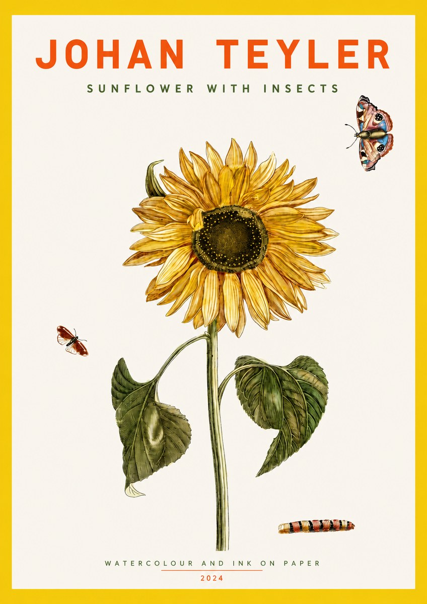Johan Teyler Sunflower with Insects No2 - Plakat
