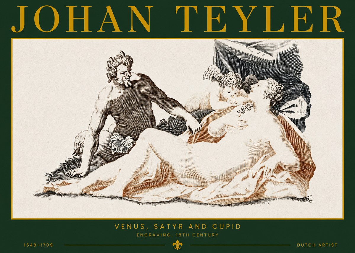 Johan Teyler Venus, Satyr and Cupid No2 - Plakat
