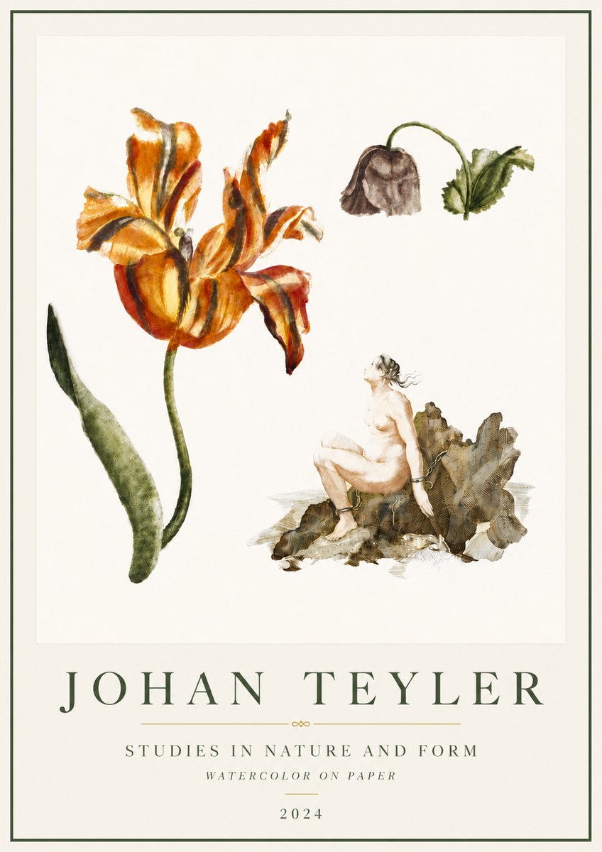 Johan Teyler Botanical Studies & Figurative Composition No5 - Plakat