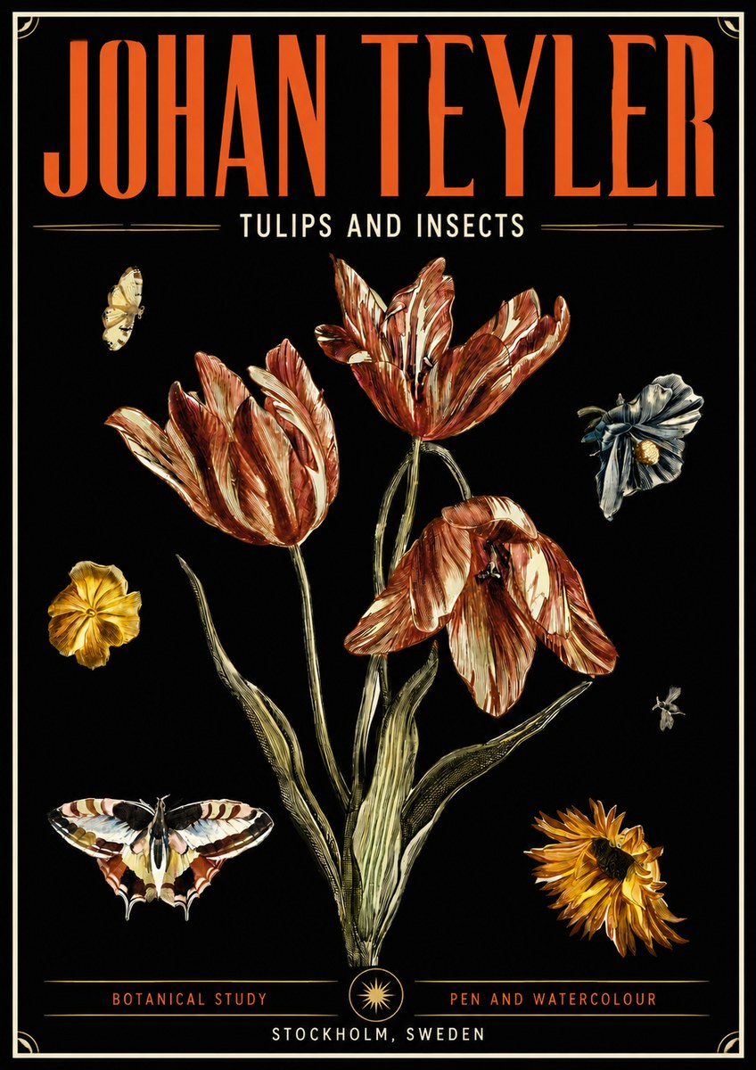 Johan Teyler Tulips and Insects No5 - Plakat