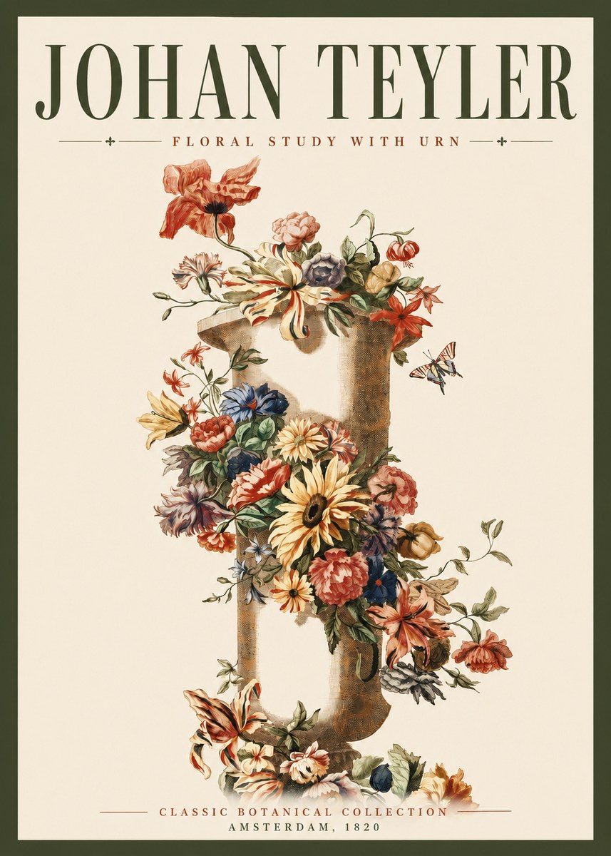 Johan Teyler Floral Study with Urn No3 - Plakat