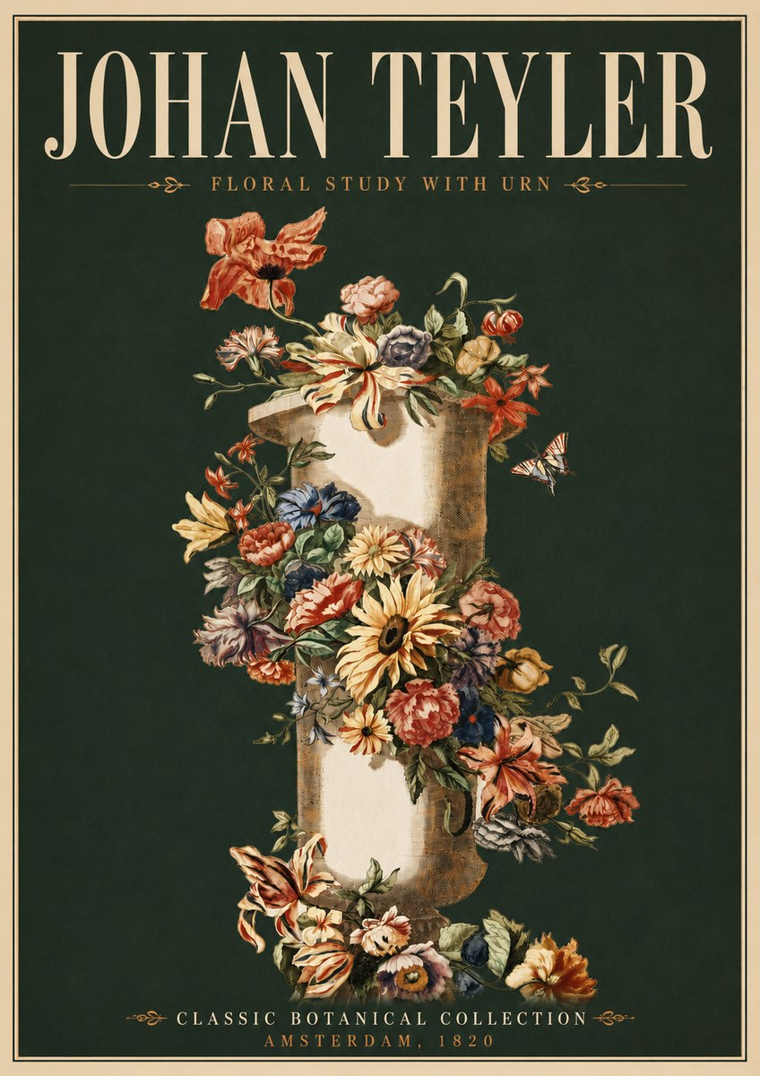 Johan Teyler Floral Study with Urn No6 - Plakat
