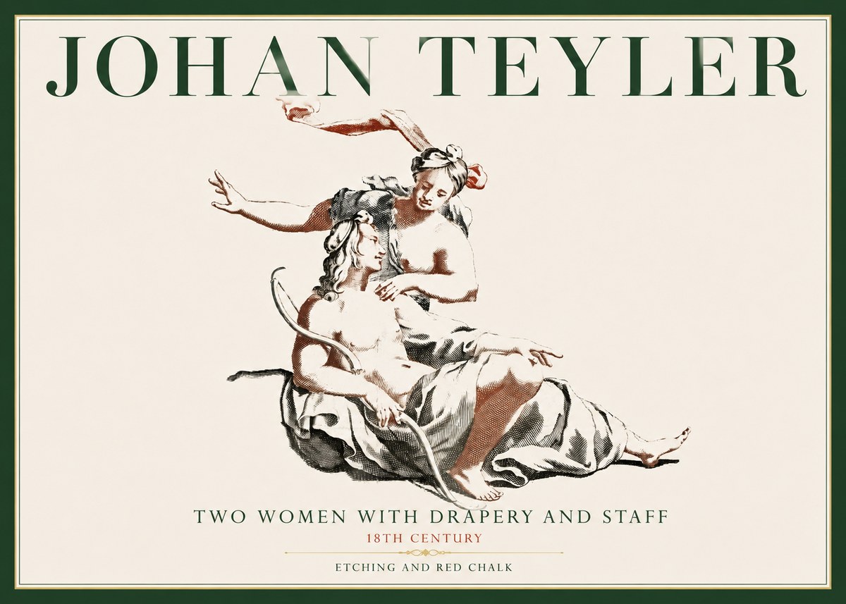 Johan Teyler Two Women with Drapery and Staff No4 - Plakat