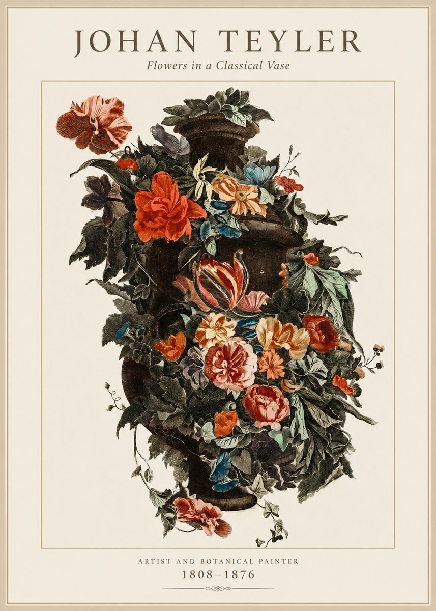 Johan Teyler Flowers in a Classical Vase No1 - Plakat
