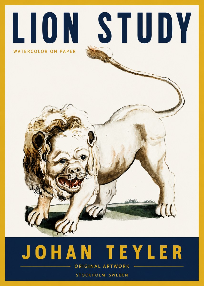 Johan Teyler Lion Study No4 - Plakat