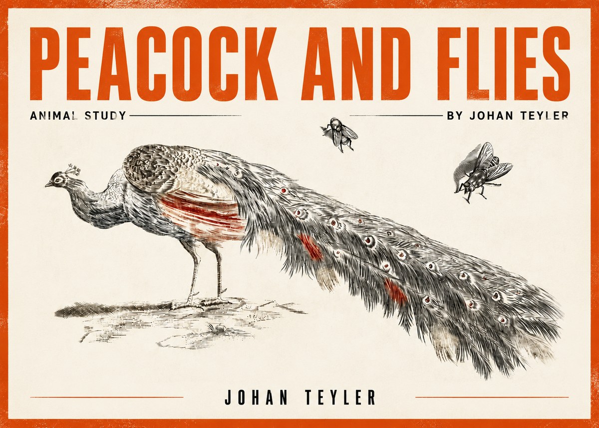 Johan Teyler Peacock and Flies - Animal Study No3 - Plakat