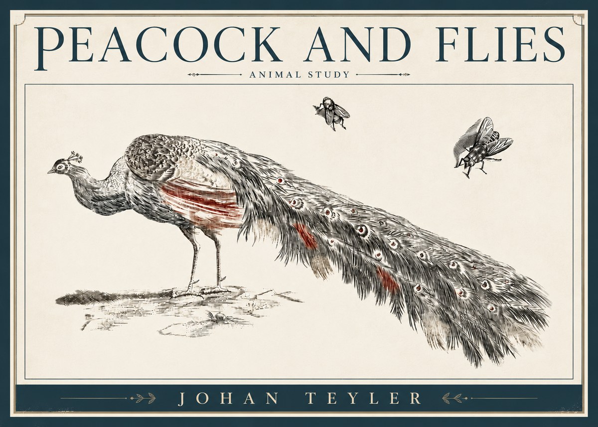 Johan Teyler Peacock and Flies - Animal Study No4 - Plakat