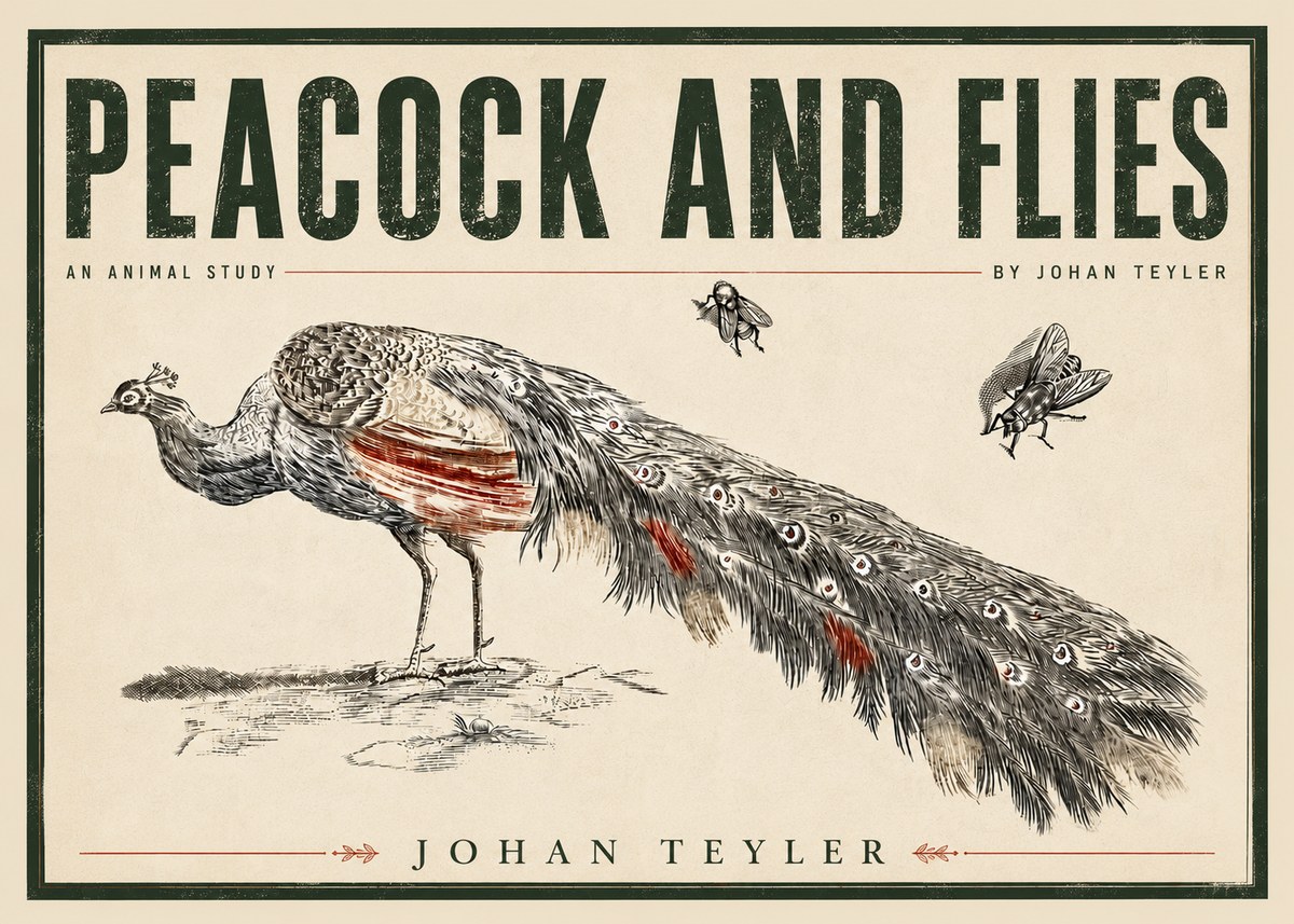 Johan Teyler Peacock and Flies - Animal Study No5 - Plakat