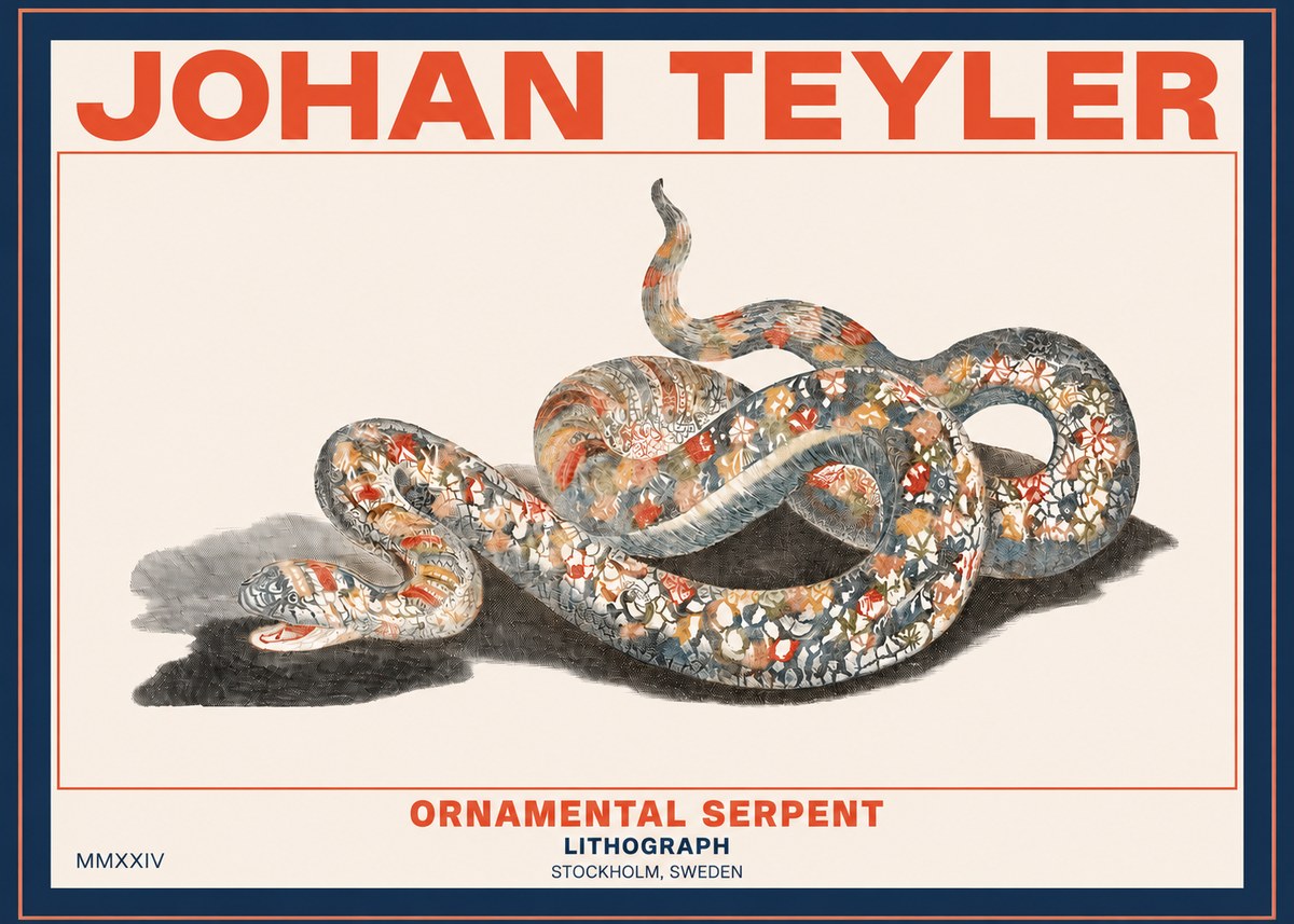 Johan Teyler Ornamental Serpent No2 - Plakat