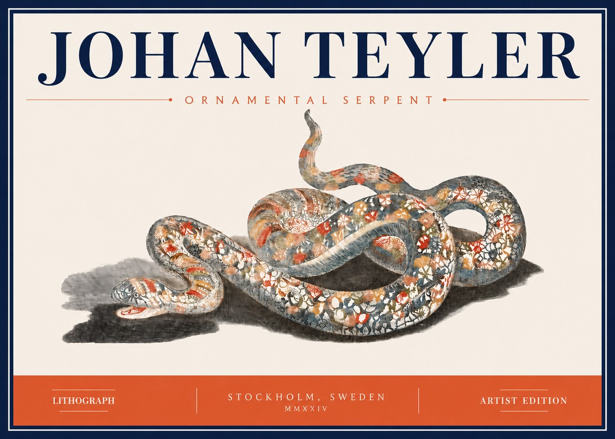 Johan Teyler Ornamental Serpent No4 - Plakat