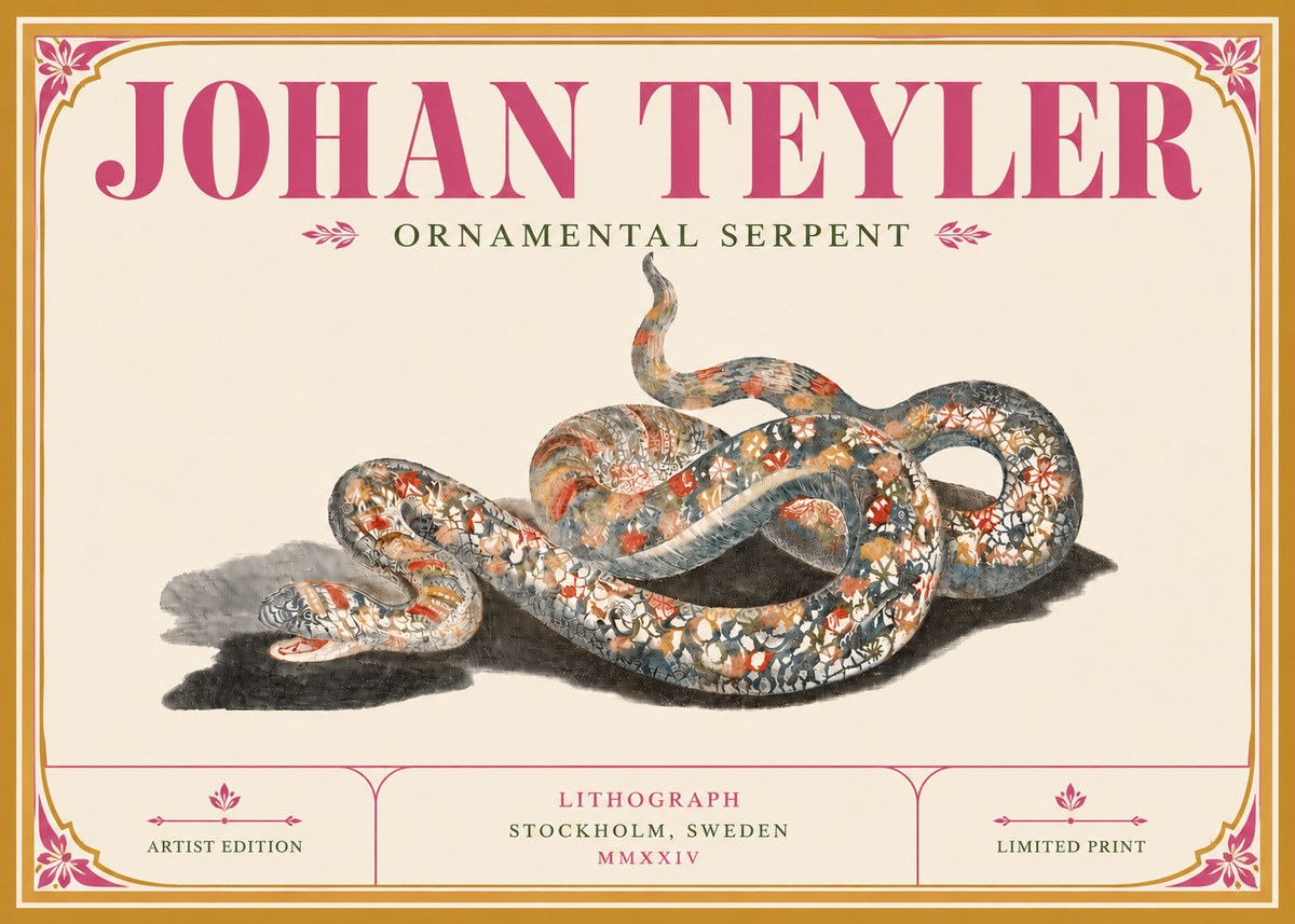 Johan Teyler Ornamental Serpent No6 - Plakat