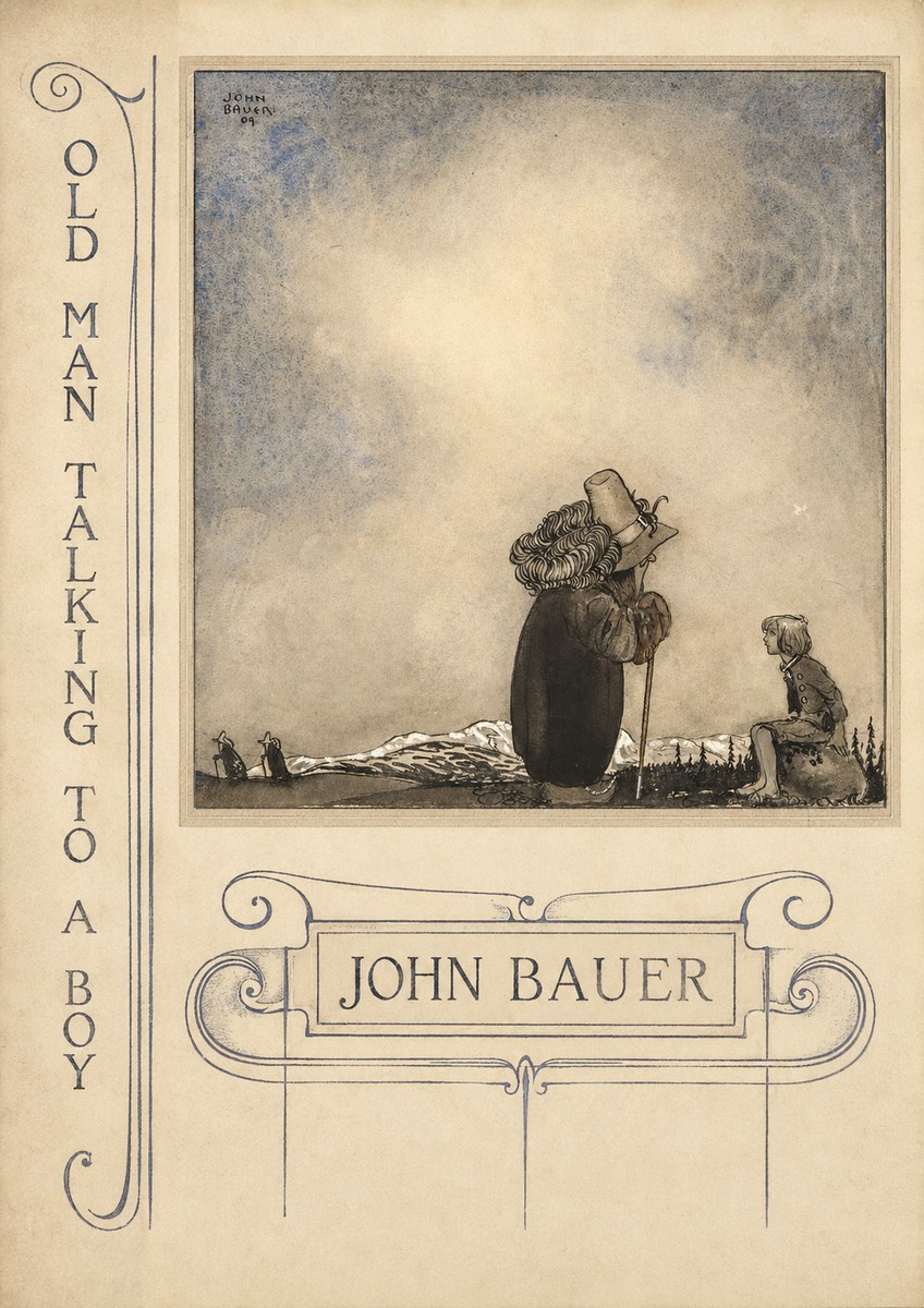 John Bauer Old Man Talking to a Boy No3 - Plakat