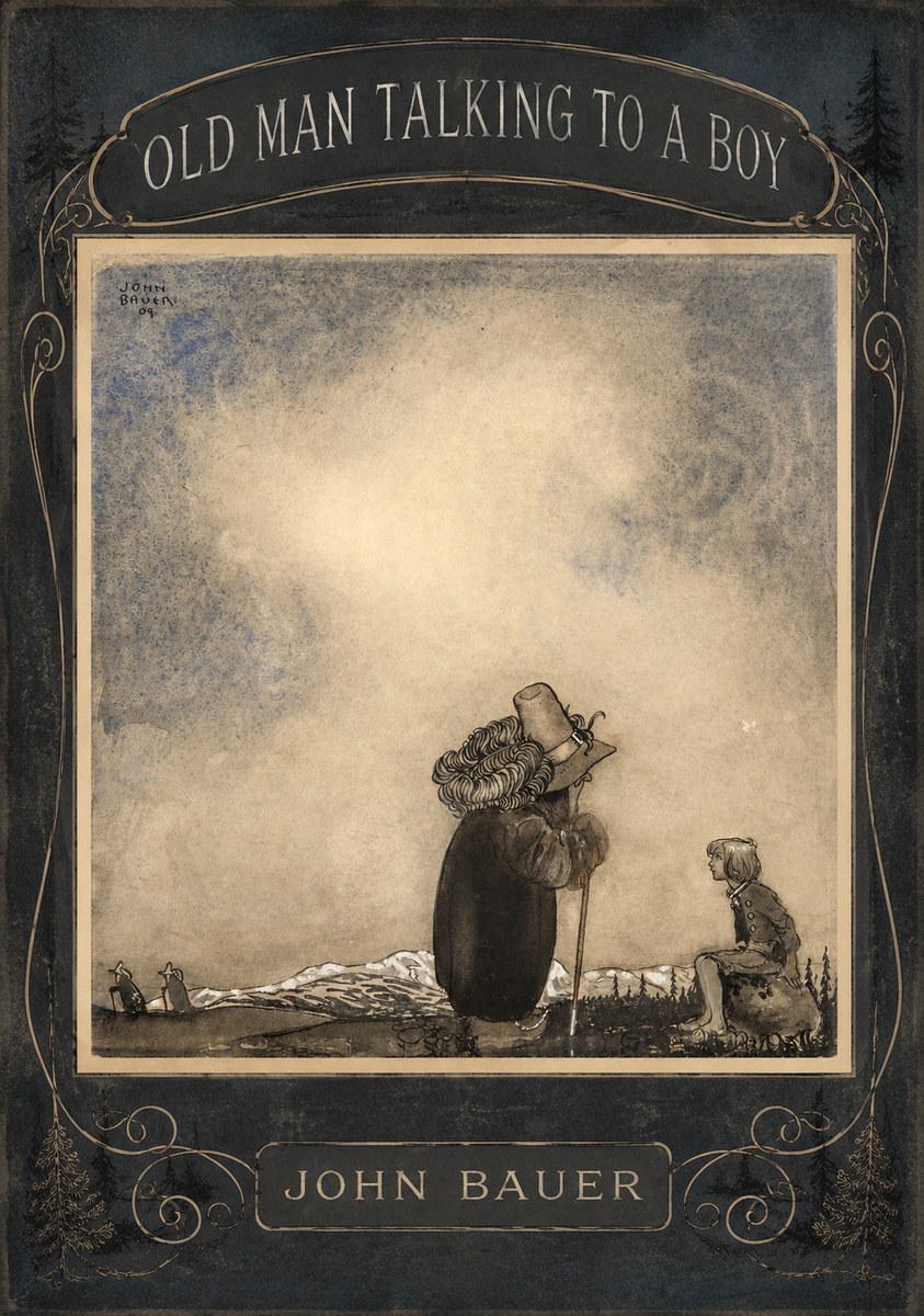 John Bauer Old Man Talking to a Boy No4 - Plakat