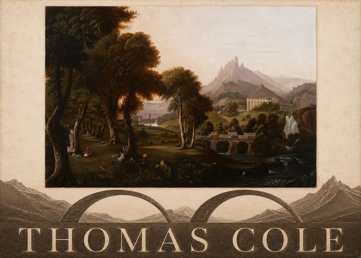 Thomas Cole The Old Mill, Sunset No6 - Plakat