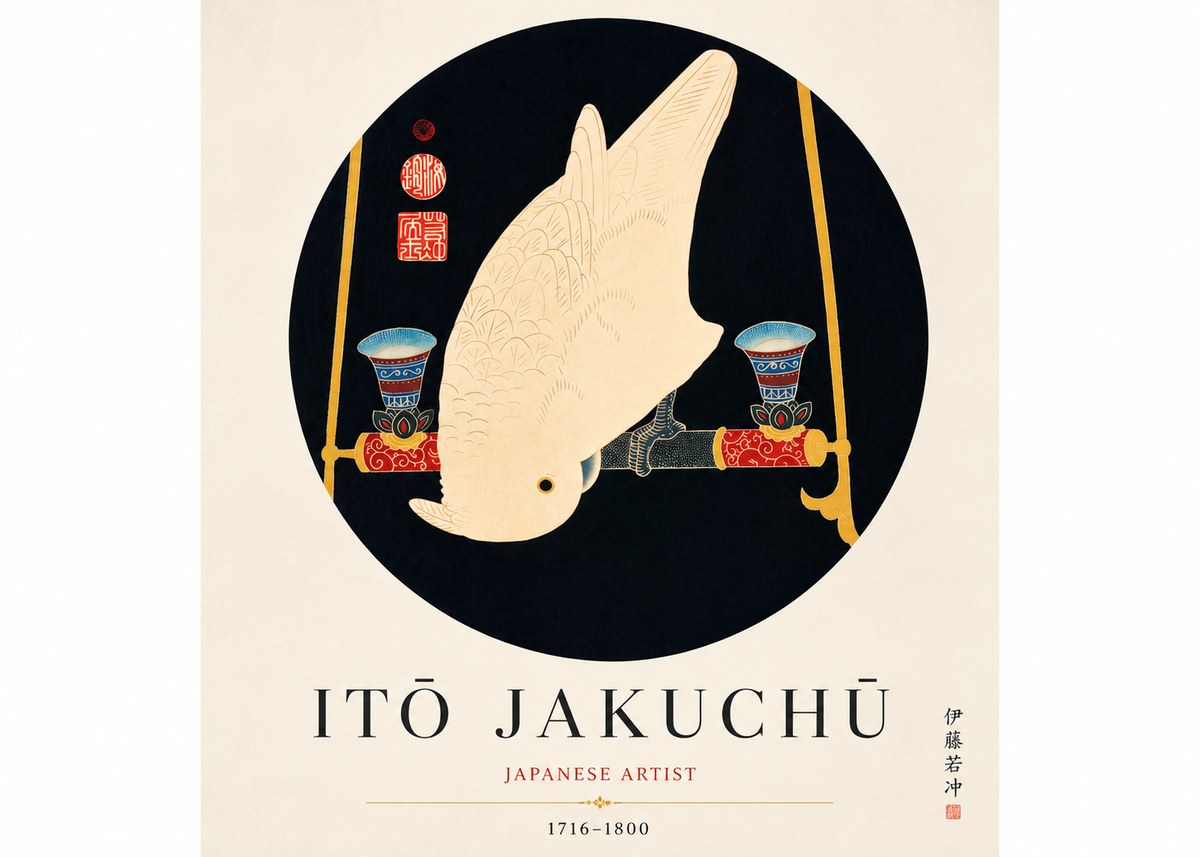 Itō Jakuchū White Cockatoo No6 - Plakat