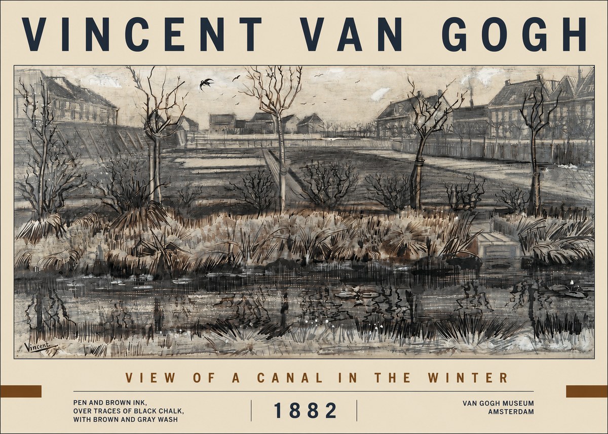 Van Gogh View of a Canal in the Winter No2 - Plakat