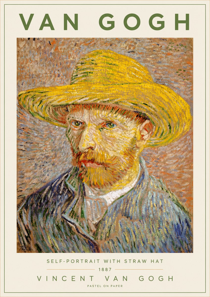 Van Gogh Self-portrait with Straw Hat I No2 - Plakat