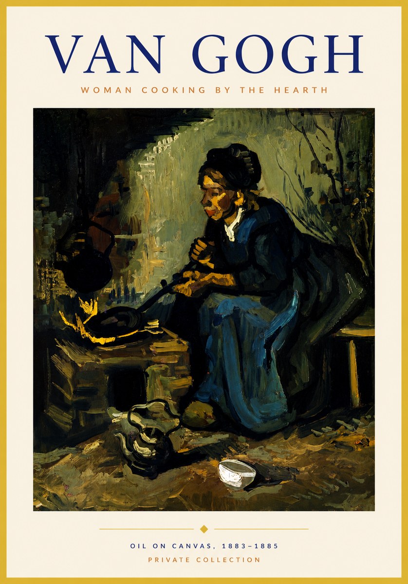 Van Gogh Woman Cooking by the Hearth No6 - Plakat