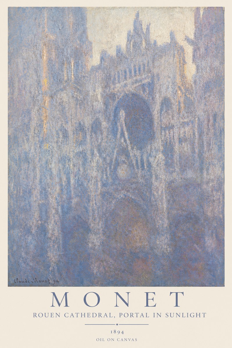 Monet Rouen Cathedral, Portal in Sunlight No3 - Plakat