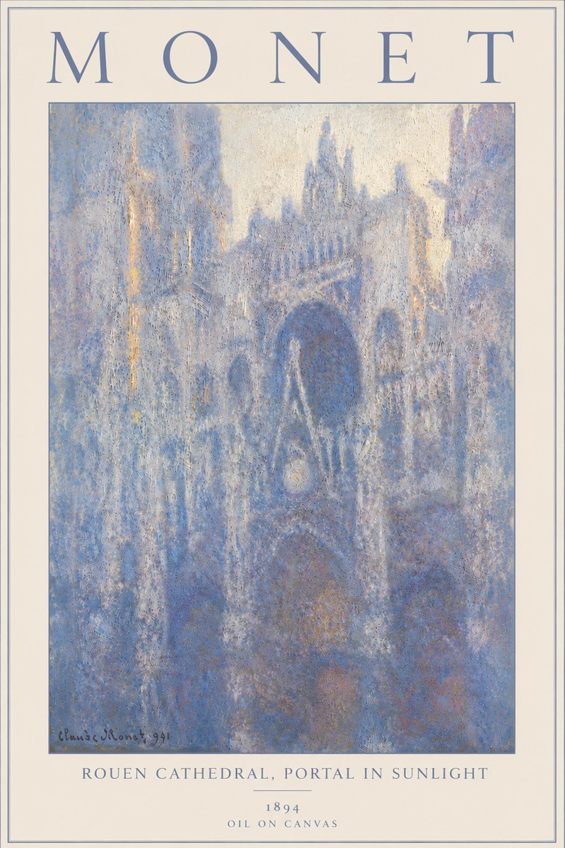 Monet Rouen Cathedral, Portal in Sunlight No6 - Plakat