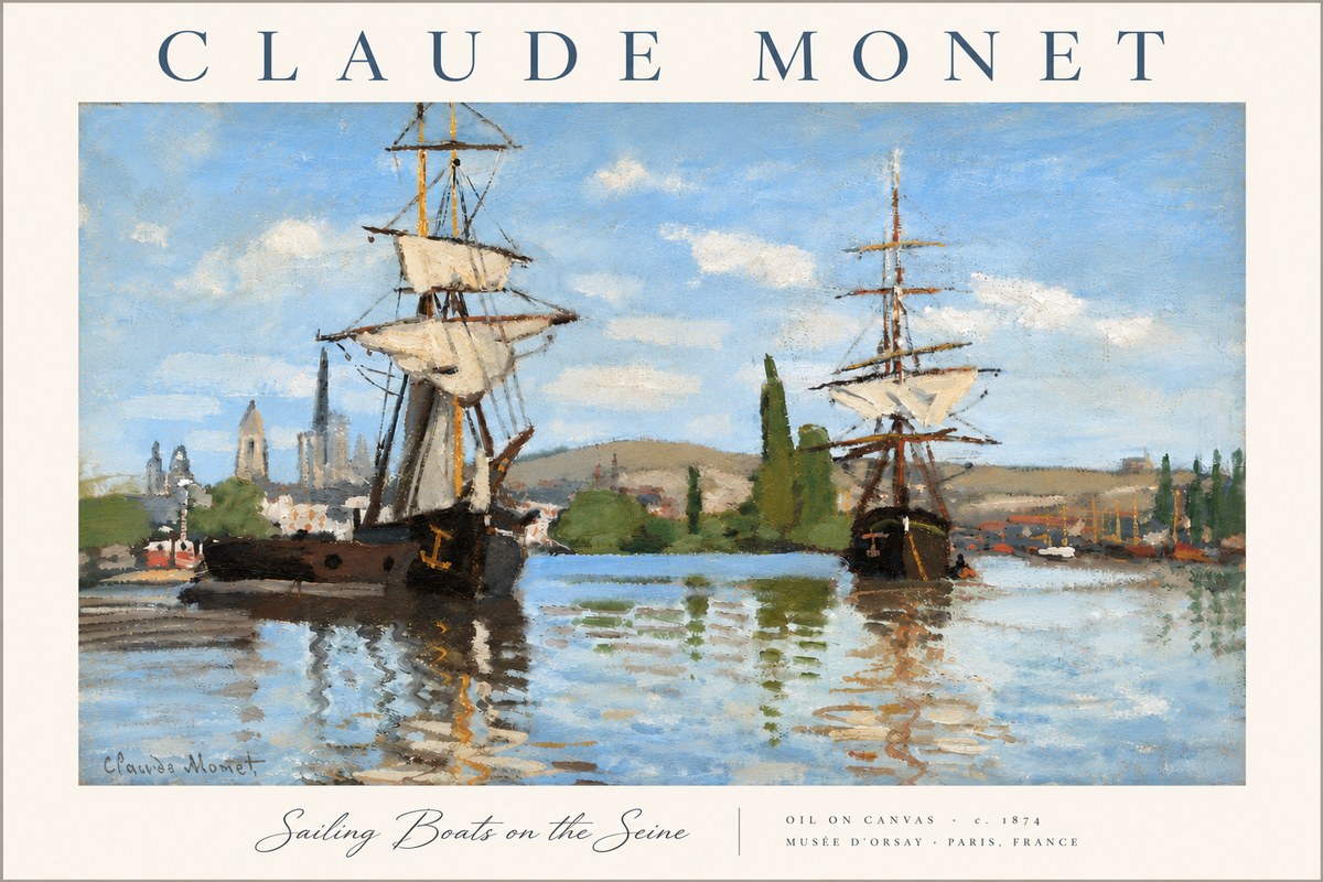 Monet Sailing Boats on the Seine No6 - Plakat